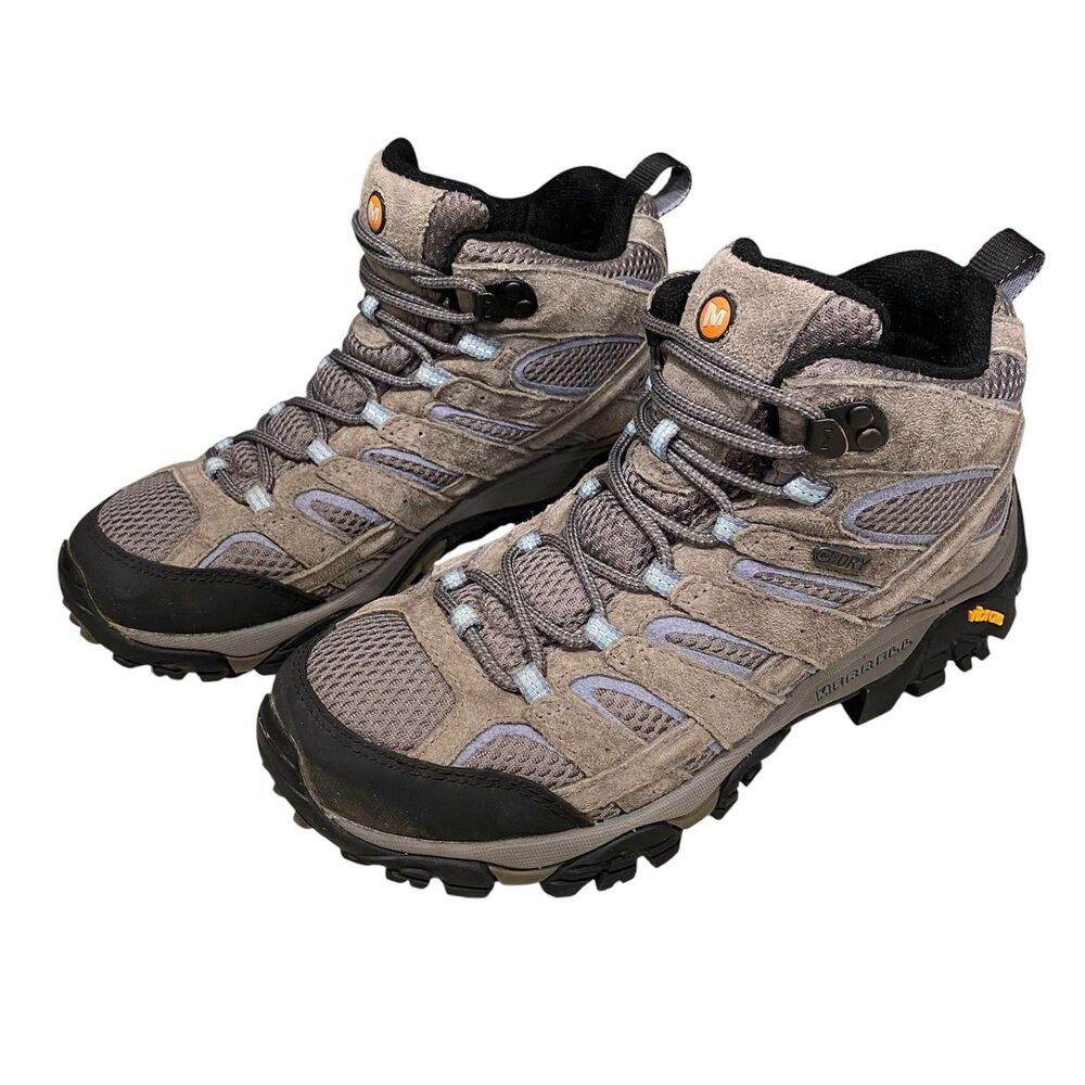 Merrell Moab 2 Mid Womens 8.5W Wide Waterproof Hiking Boots Vibram Gray J06054W